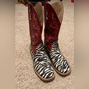 Roper Red and Black Zebra Print Cowboy Boots US 8 ladies